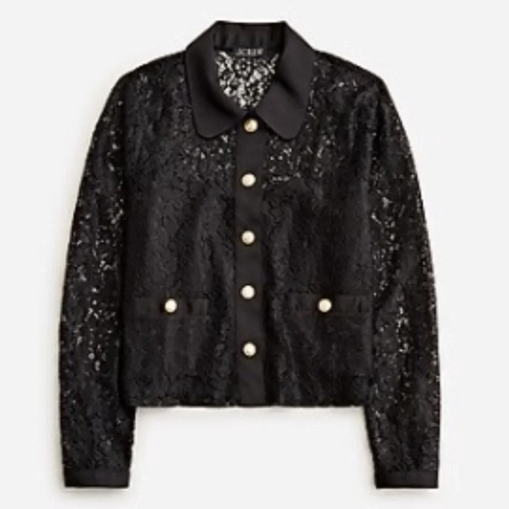J.Crew Lace Suit Set in Black Lady Jacket & Matching Midi Skirt NWT